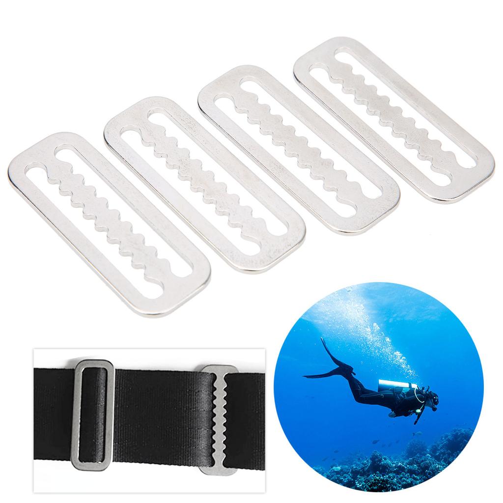 Buy 4pcs Weight Belt Retainer 304 Stainless Steel Serrated Slide Keeper ...