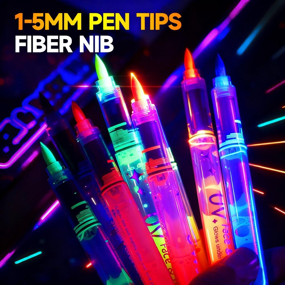 8-Color Set Neon UV Fluorescent Acrylic Paint Markers - Glow In the Dark Luminous Art Supplies for DIY