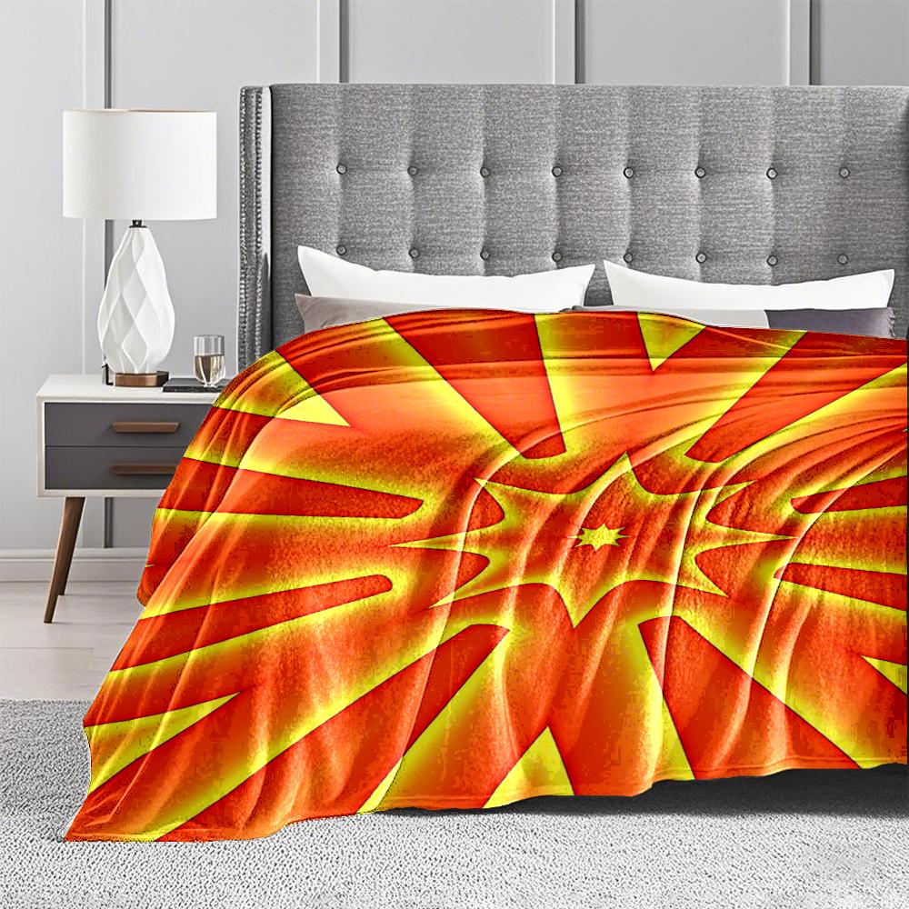Abstract Orange Starburst Pattern blanket for Bedroom or Living Room Decor blanket, suitable for use in the bedroom, living room, on the sofa