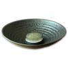 HIRAISM Ikebana Flower Vase, Water Basin, Ceramic, Oval, Shallow, Black (with Kenzan, Small)