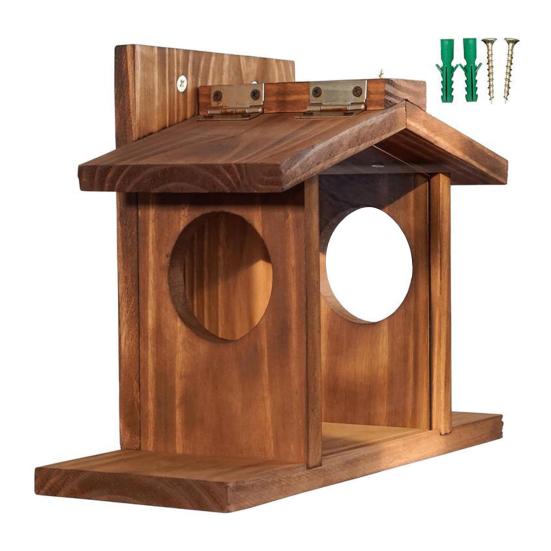 Squirrel Feeder Chipmunk Picnic Table Feeder with Corn Cob Holder Wooden Squirrel House Outdoor Squirrel Feeder Garden Decor