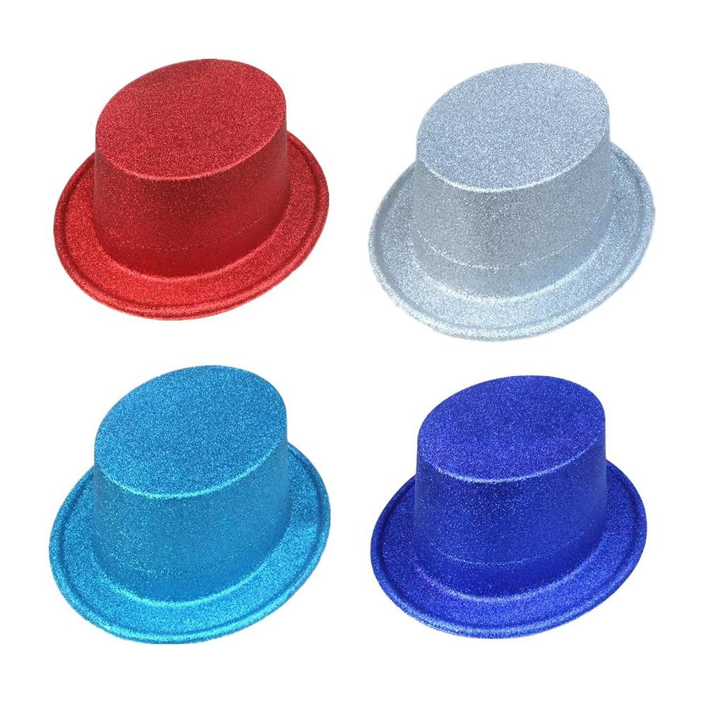 Glitter Magician Hat Party Top Hat Cowboy Fedora Hat Cosplay Costume Christmas Party Sparkly Head Cover for Adult Kids