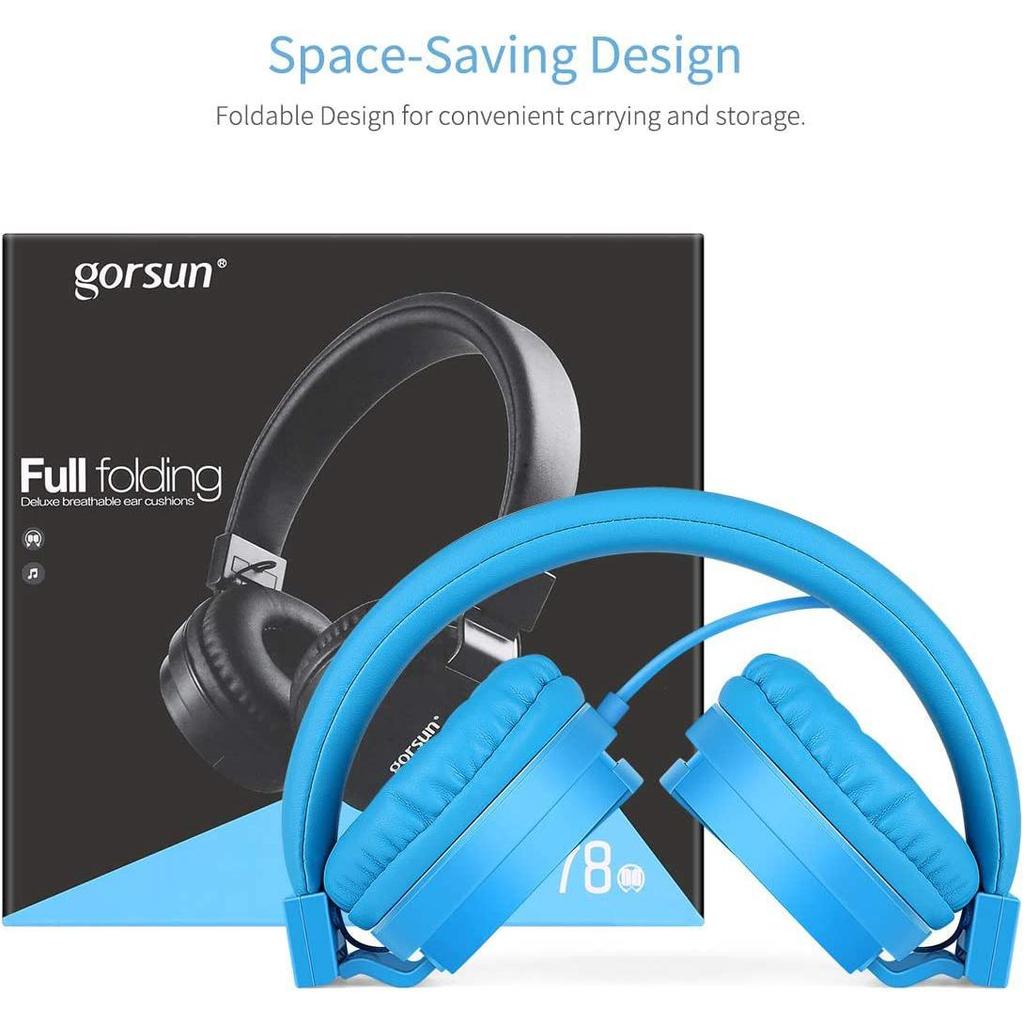 Cuffie per bambini Gorsun, cuffie per bambini stereo leggere con cavo per bambini, adulti, fascia regolabile, cuffie per bambini per smartphone