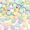 10pcs Colorful Acrylic Flower Beads Plated Color Five Petal Flower Big Hole Loose Beads For Jewelry Making DIY Bracelet Necklace