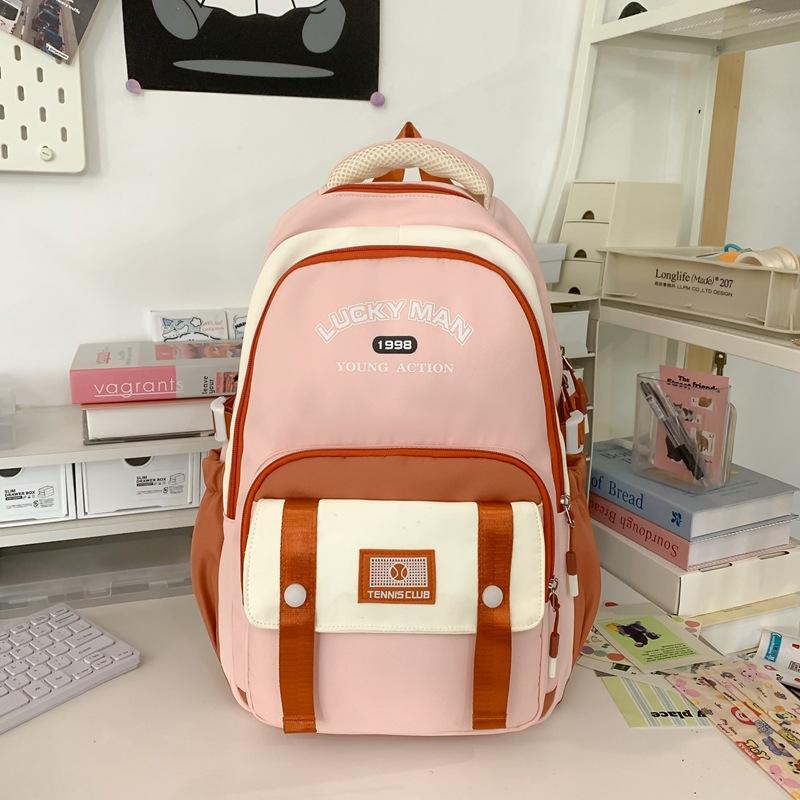 Schoolbag cute college style backpack male junior high school student schoolbag female large capacity laptop bag Korean version tide
