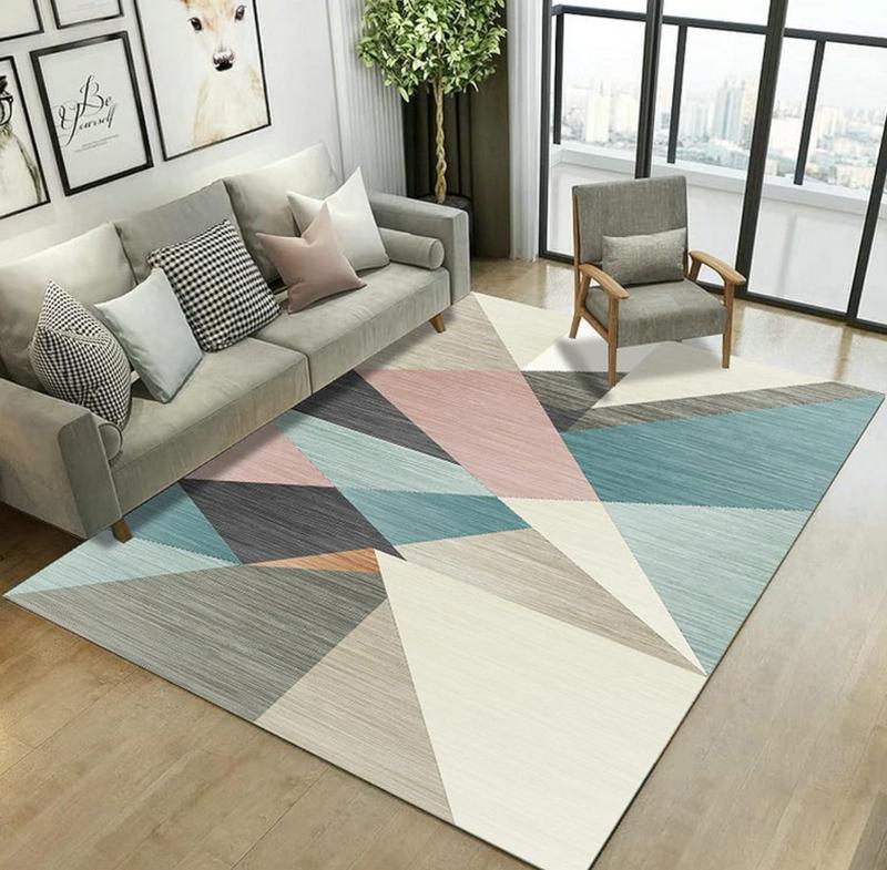 Modern Abstract Geometric Area Rug Minimalist Living Room Carpet Non Slip Large Floor Mat for Bedroom Entryway Home Decor