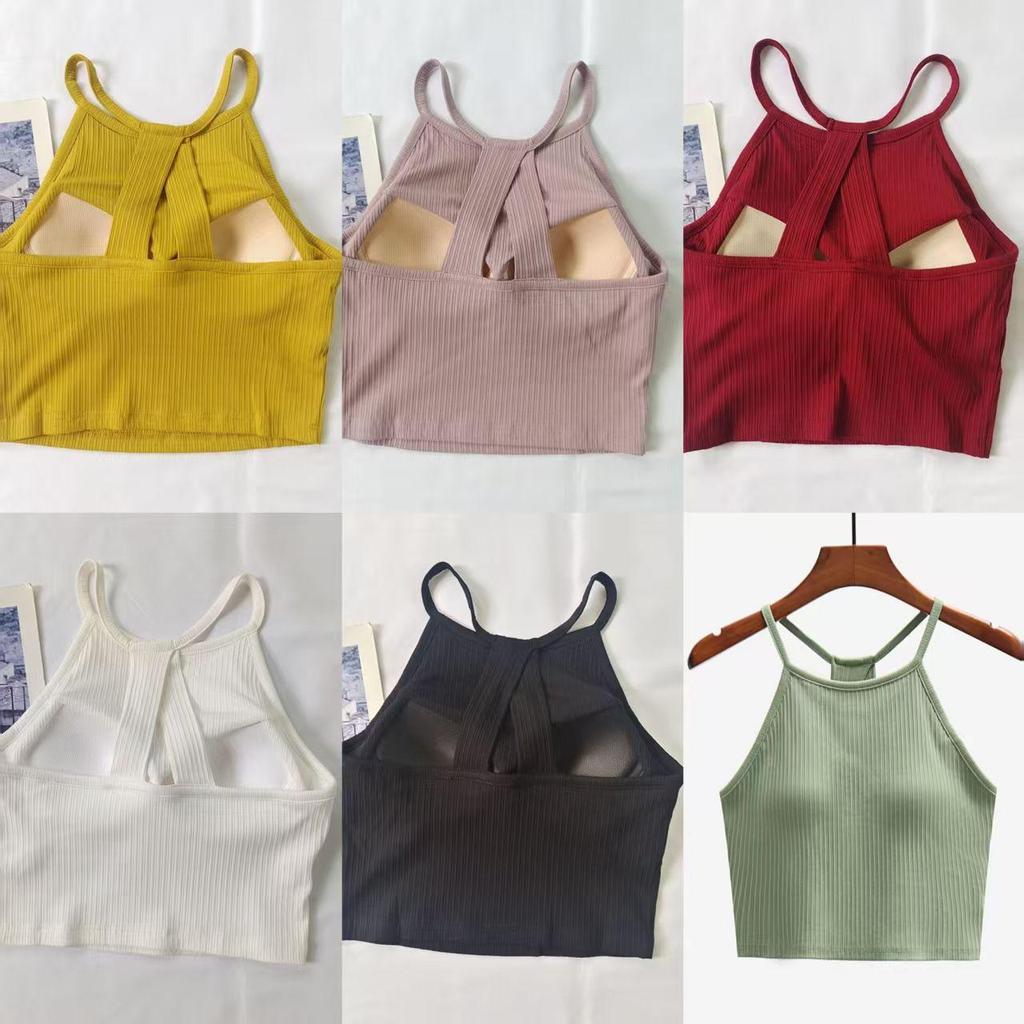 2026 Trendy Halter Neck Camisole with Chest Pads and Stylish Back - Women's Integrated Bra Top