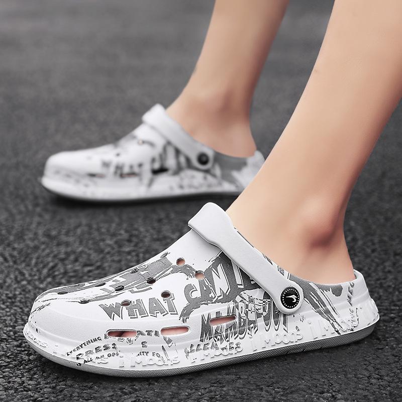 Summer Men'S Camouflage Surface Hole Shoes Seaside Big Head Shoes Eva Garden Shoes Platform Rain Shoes Bag Head Light And Non-Slip