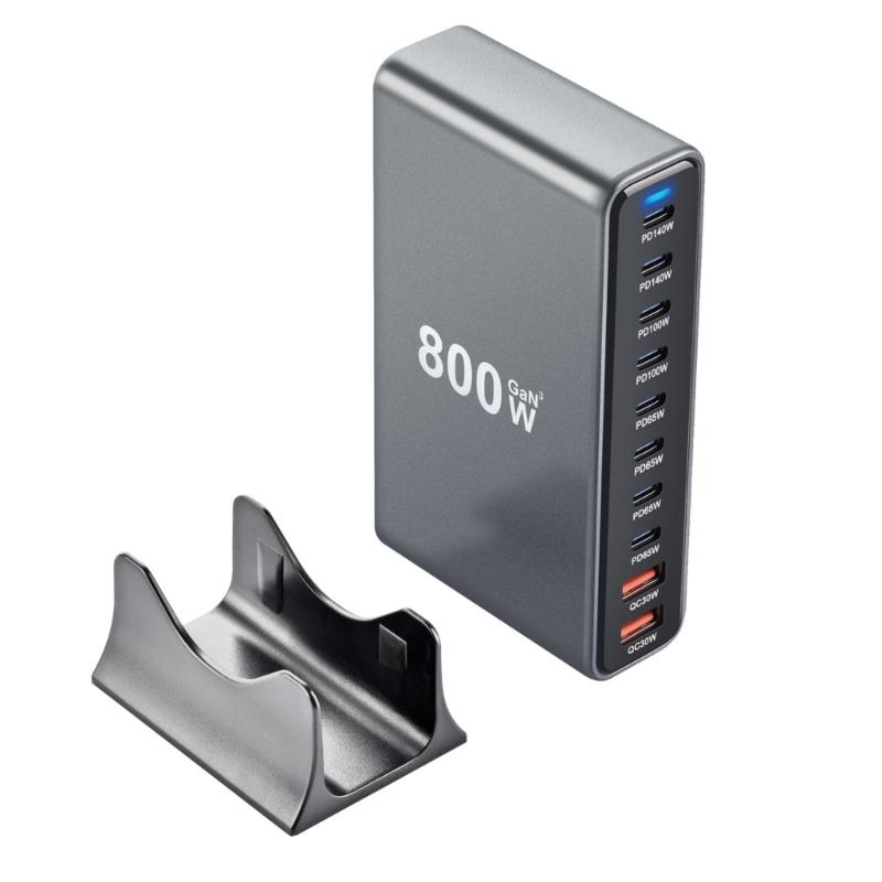 10 Port 800W Fast Charging Block Desktop Hub Simultaneous Charging Head Perfect for 10 Devices Current Allocation