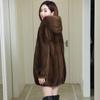 Women's Fur Coat Large Size Thickened Warm Coat Hooded Medium-length Women's Parker Coat Fall and Winter Imitation Mink Velvet Coat