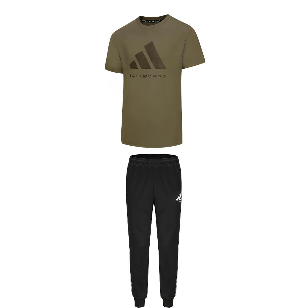 

Adidas Taekwondo Round Neck Pullover Breathable Short Sleeve T-Shirt Striped Fashion Long Pants Casual Sports Suit ADICLTS24TK-OSSO+TR30P1T-BW 3XL