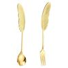 Creative Feather Stainless Steel Fork & Spoon Set for Dessert and Coffee