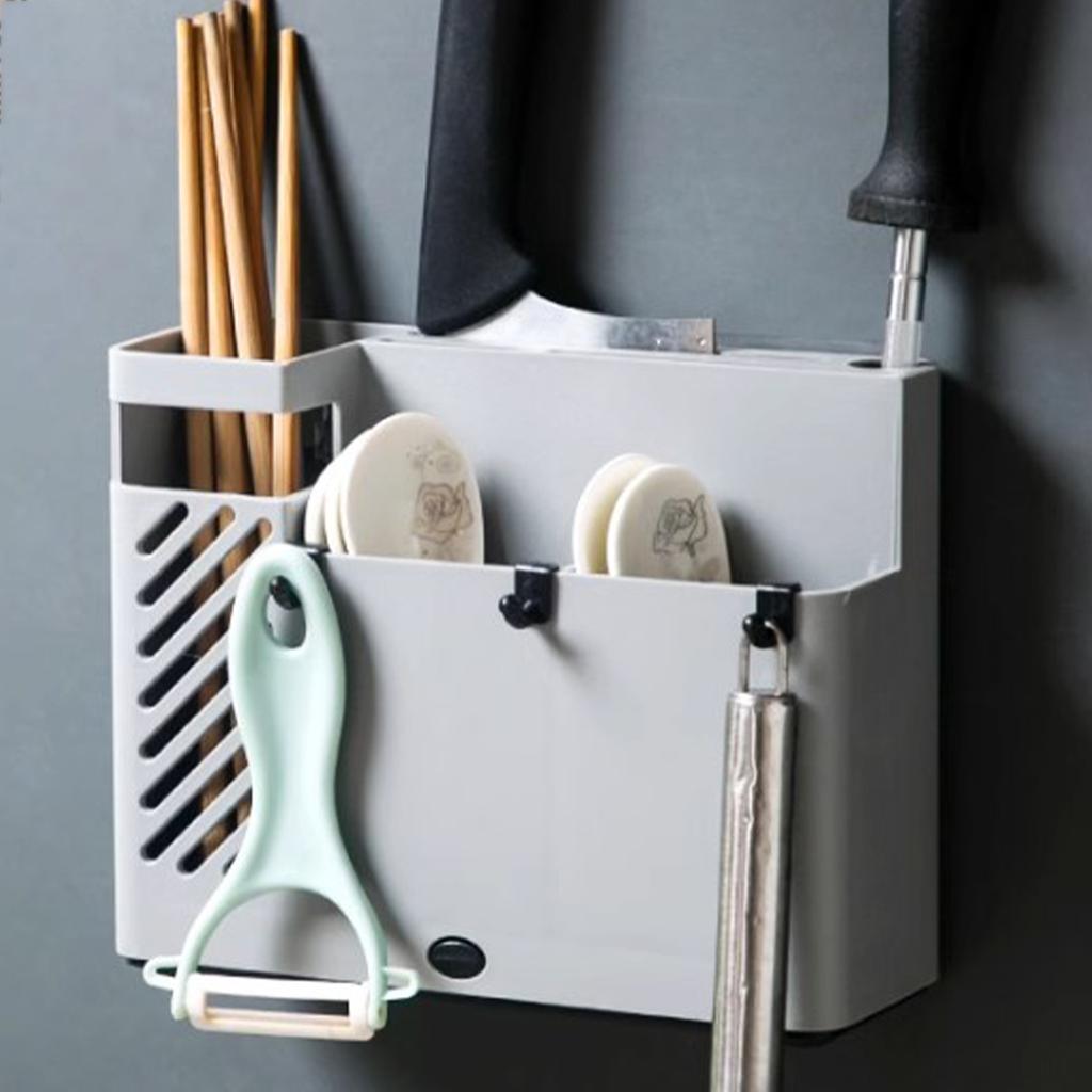 Knife Utensil Storage Rack Multifunctional Space Saving Plastic Punch Fre Wall Mounted Knife