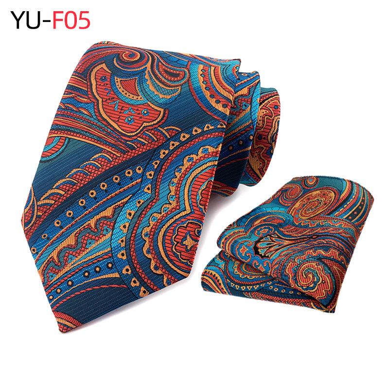 Polyester Paisley Tie Pocket Towel Two-Piece Set, Business Tie