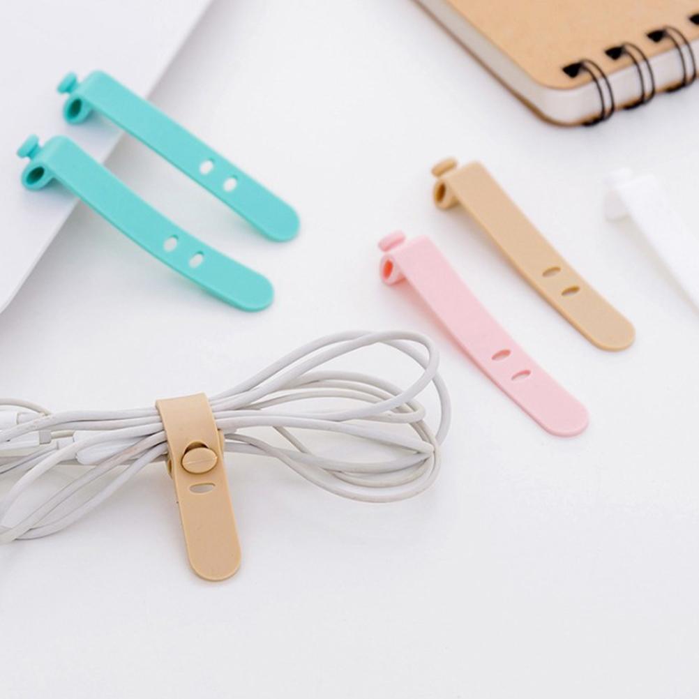 20PCS Cable Tie Silicone Colorful Reusable Holder Strap Organizer Management for Fastening Cable Cords and Wires