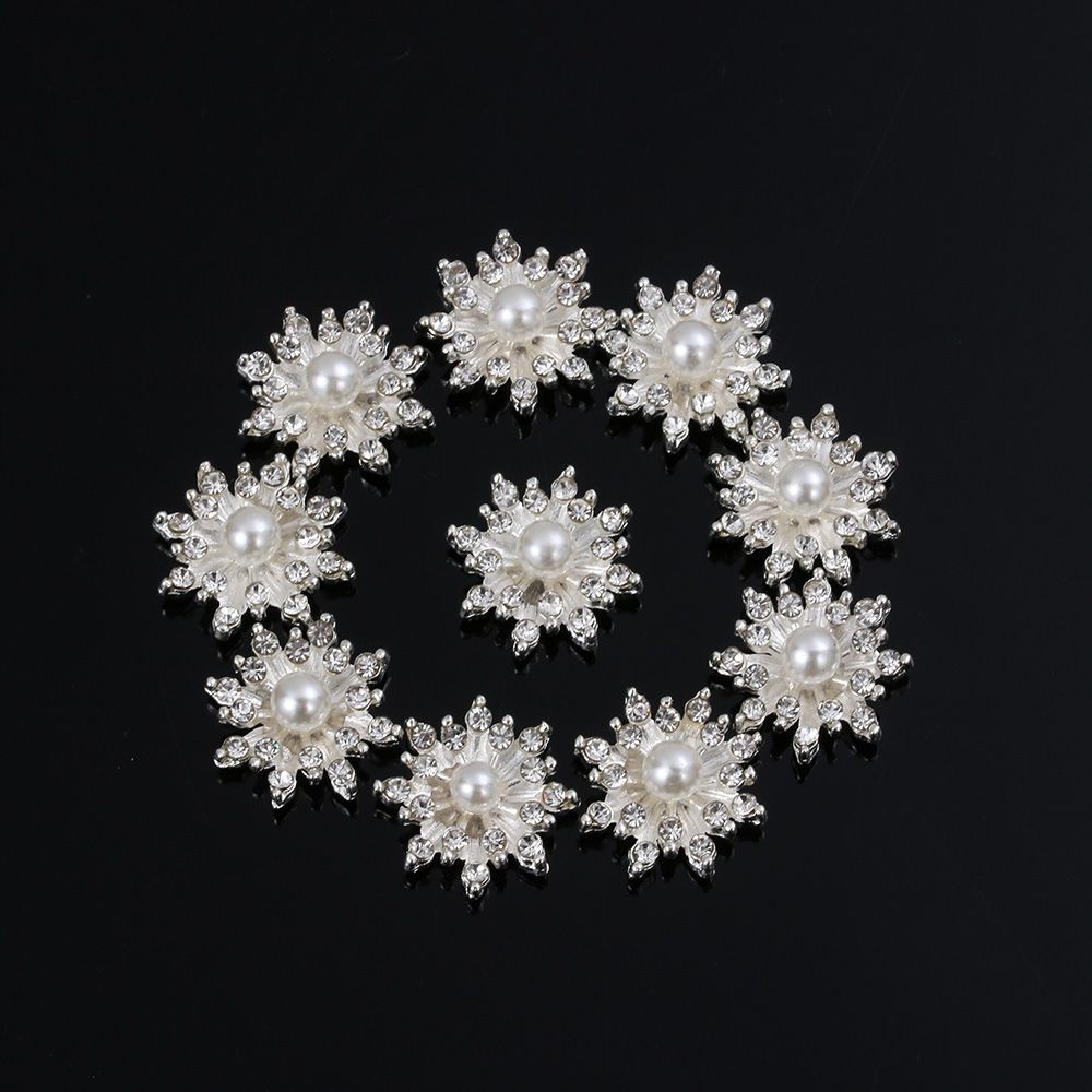 10PCS 16MM DIY Flatback Hairpin Accessories Rhinestone Button Snowflake Buttons Apparel Sewing Pearl Buckle