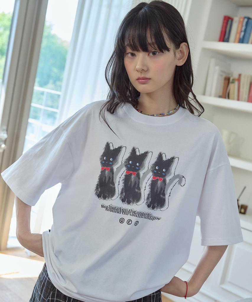 CPGN STUDIO Ghosty Cats White Short Sleeve Tee
