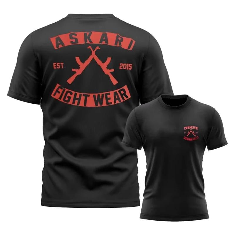 ASKARI Boxing Fighting Men's T Shirt Summer Sports Fitness Breathable Round Neck Short Sleeve Outdoor Trainning Clothing Moto