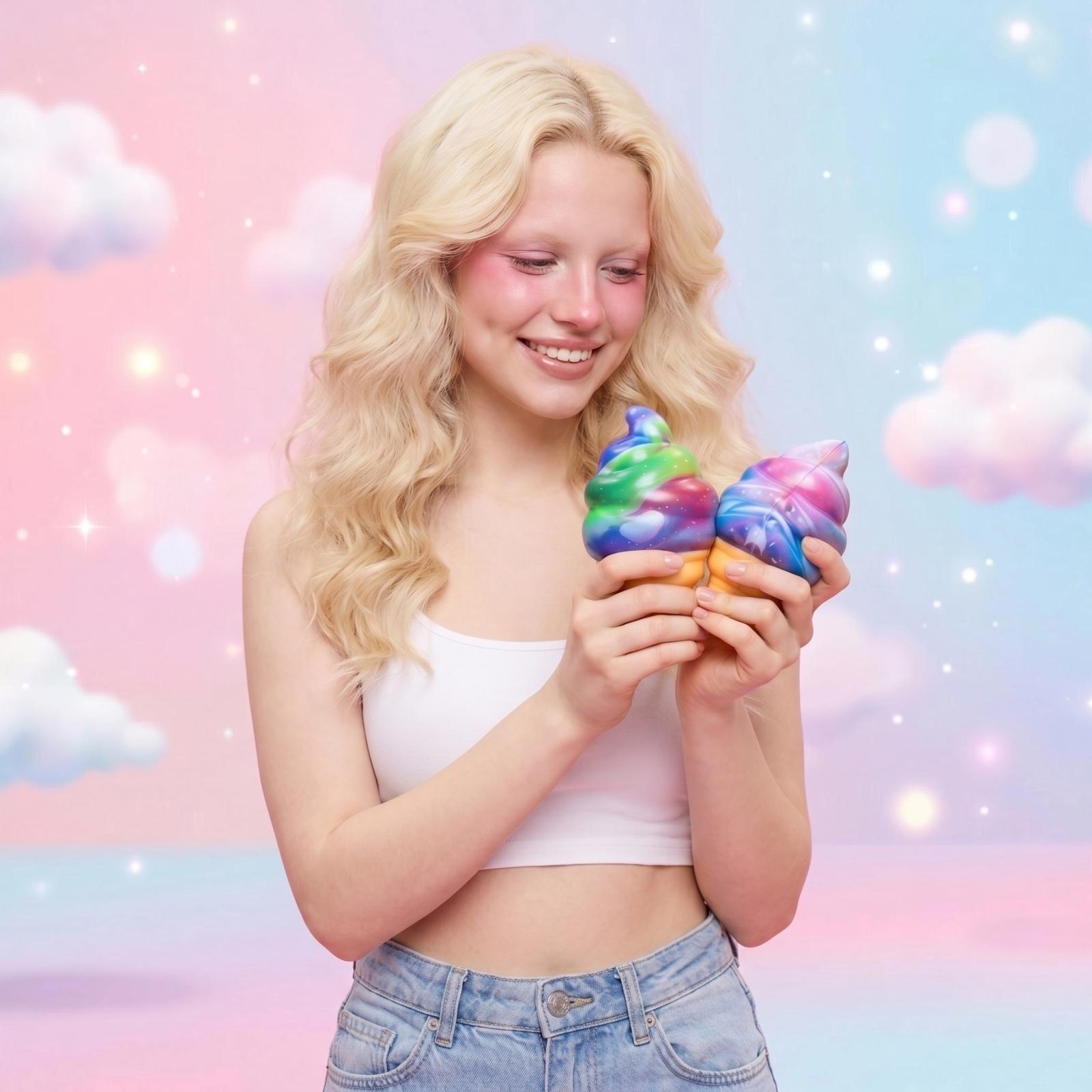 

Soft Squishy Ice Cream Cone Stress Relief Toy Slow Rising Sensory Fidget Squeeze Toy for Anxiety and Relaxation Kids and Adults One Size білий