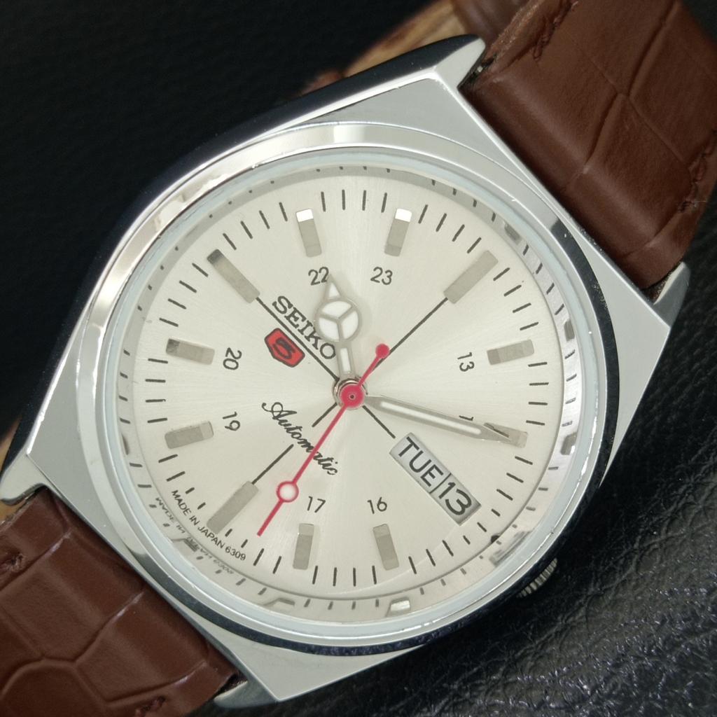 

JAPAN VINTAGE REFURBISHED SEIKO 5 AUTOMATIC 6309A MENS SILVER WATCH a442892-1