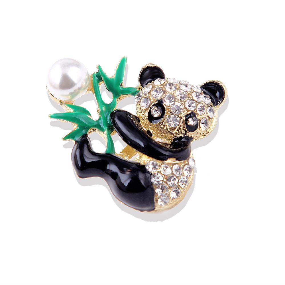 Panda Pearl Brooch Ethnic Style Cute Animal Pin Corsage Exquisite Hypoallergenic Luxury Enamel Long-lasting Color Accessory