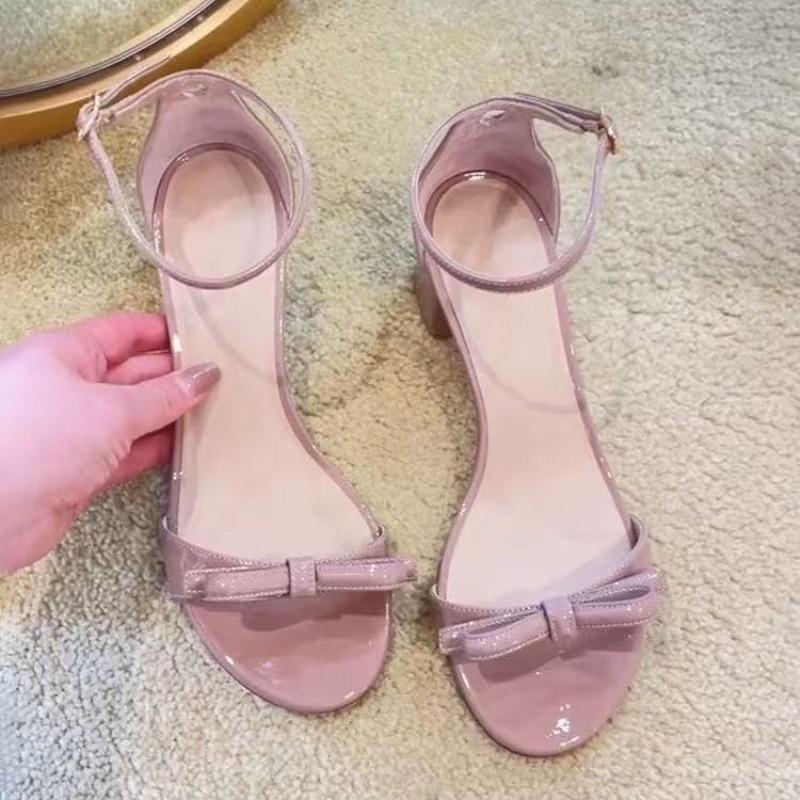 New Style Popular Bow High Heeled Sandals Women Shoes Summer Elegant Fashionable Dress Pumps Party Open Toe Shoes Chunky Sandals