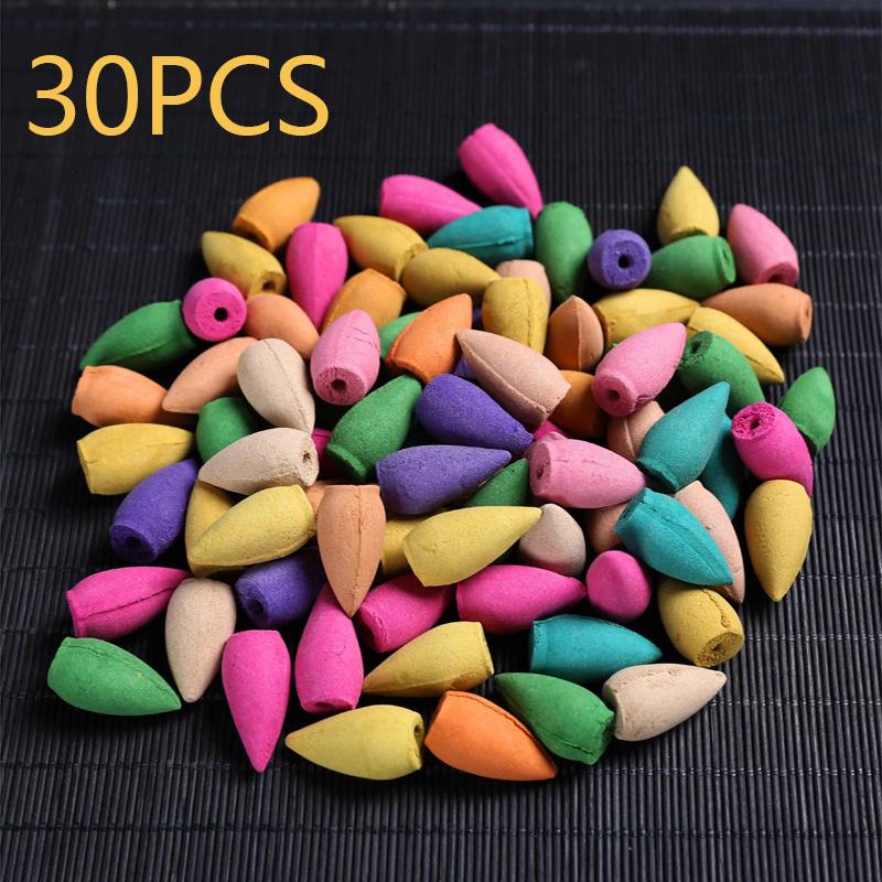 Mixed Natural Incense Rose Jasmine Lavender Osmanthus Sakura Smoke Cone Reflux Tower Incense Backflow Incense Bullet 30Pcs