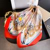 Leopard Print Chain Simulation Silk Printing Silk Scarf Square Scarf High-end Shawl Sunscreen Neck Professional Scarf Headscarf Scarf