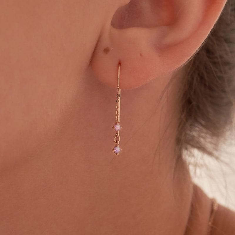 OR D`OR [14K] Glass Opal Drop Earrings