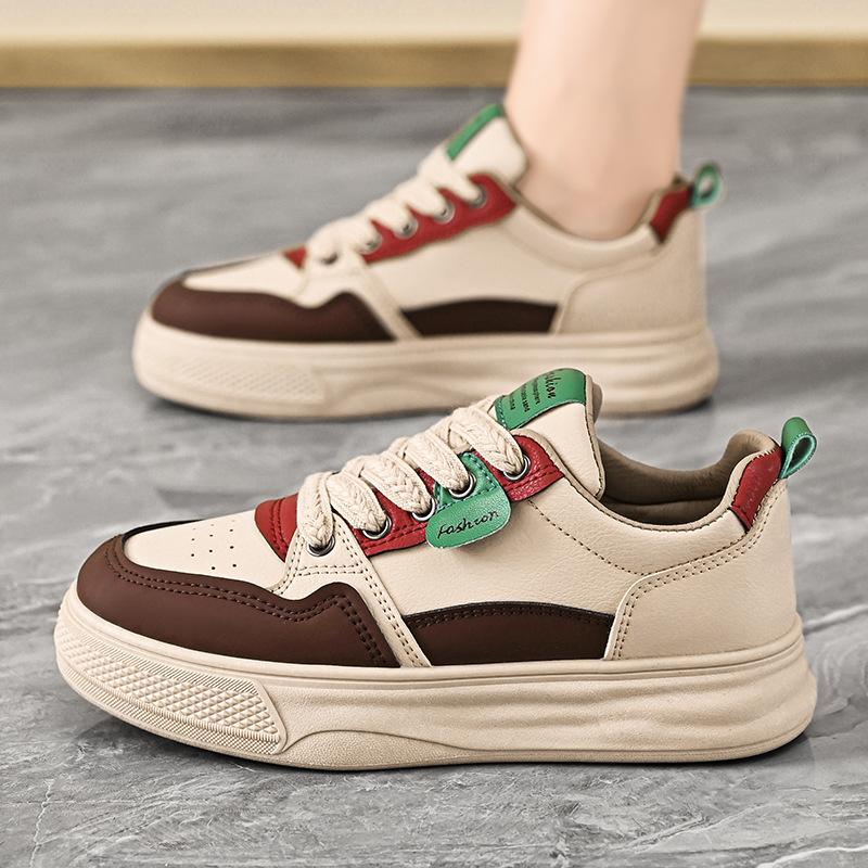 2025 Spring Little White Shoes New Korean Version Ins Female Students Heightening Platform Sports Board Shoes Casual Shoes Women's Trendy Shoes