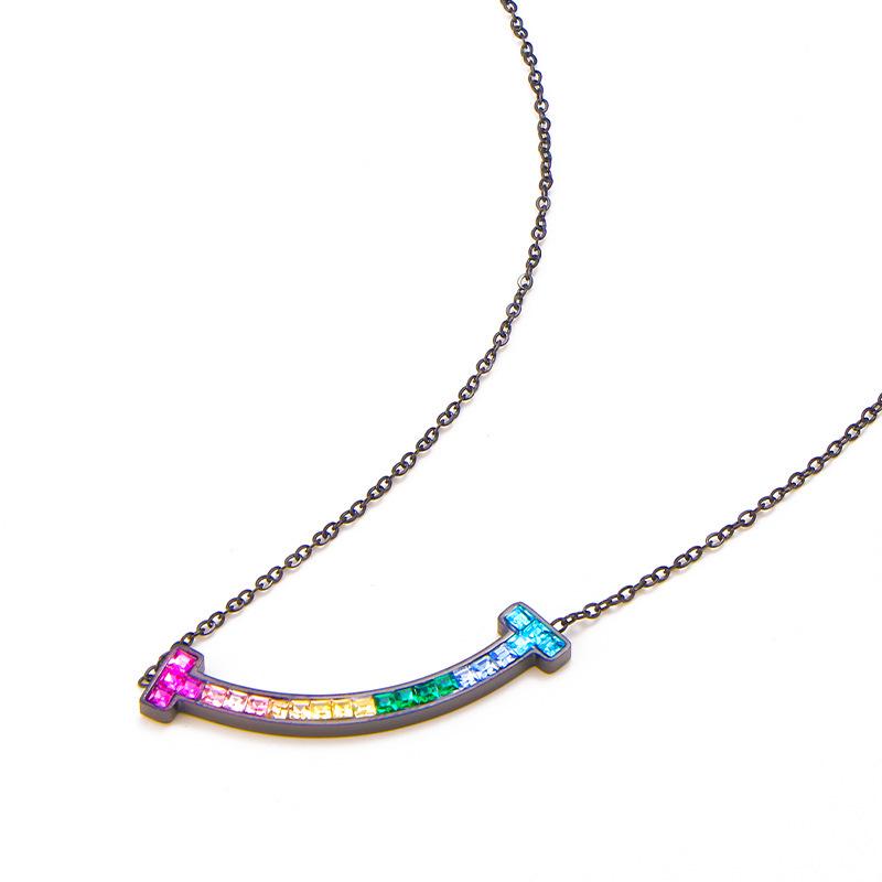 New Rainbow Zircon Clavicle Necklace for Girls - Colorful and Versatile Summer Style