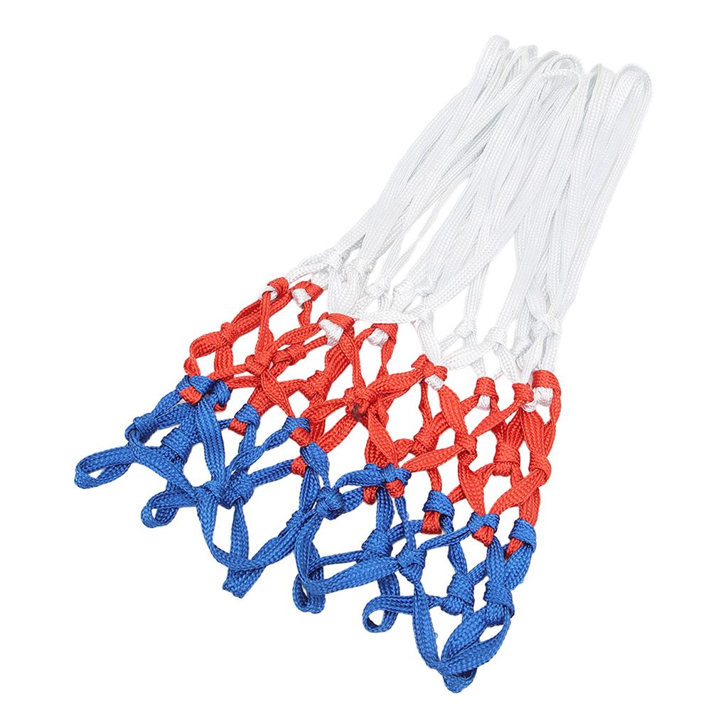 2pcs Heavy Duty Basketball Net Replacement White Red Blue Color Splicing Basketball Hoop Net