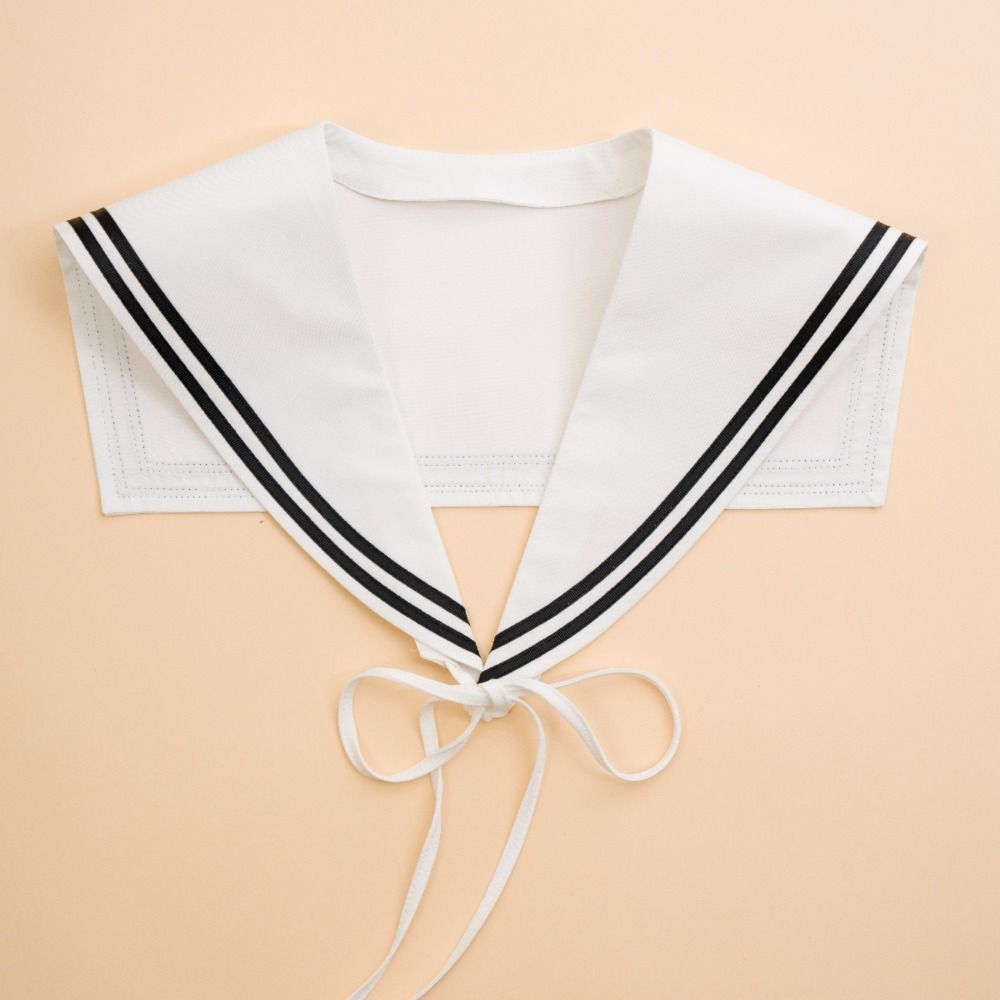 Cape Striped Sailor Fake Collar White Bow Tie Retro Detachable Collar Clothes Decoration
