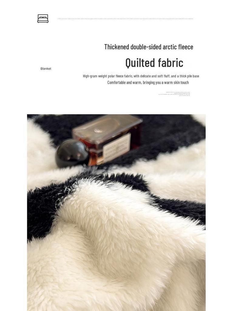Checkerboard Double-Sided Fleece Blanket for Car, Sofa, Camping – Autumn/Winter Thickened