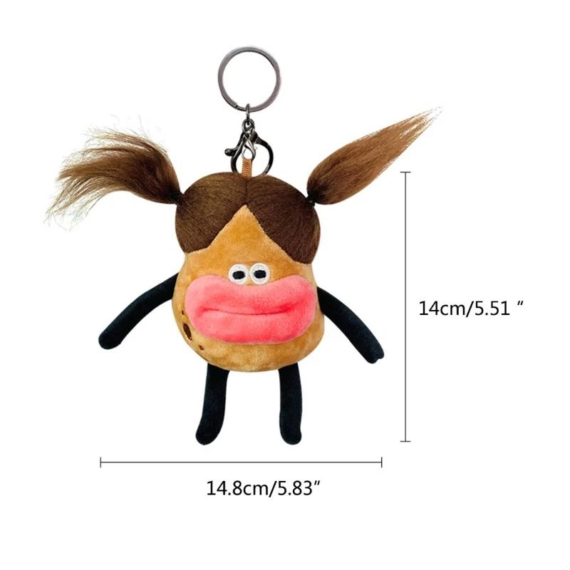 Fun Potato Doll Long Hair Plush Toy Doll Backpack Decoration Pendant Keychain Small Doll Christmas Gifts for Kids & Adults
