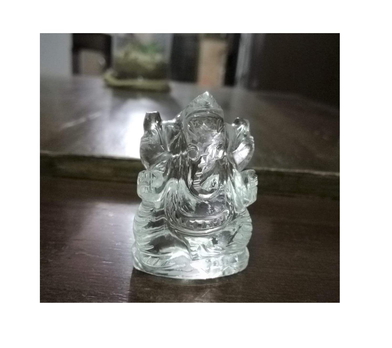 Статуэтка Ганеши из Чистого Кварца, Ganesha Idol Pure Sphatik Crystal, Kalyan Puja