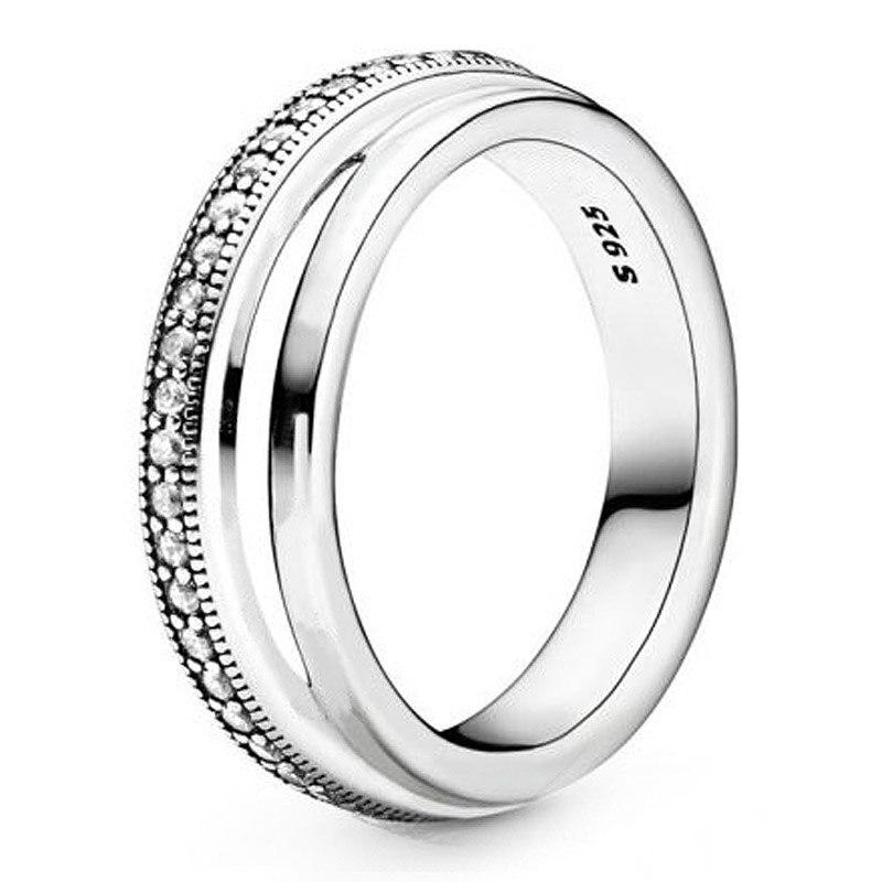 Original  Sterling Tone Triple Band Pave Snake Chain Women Pattern Rings Sparkling Bar Stacking Rings Fashionable Stylish JewelryFashion