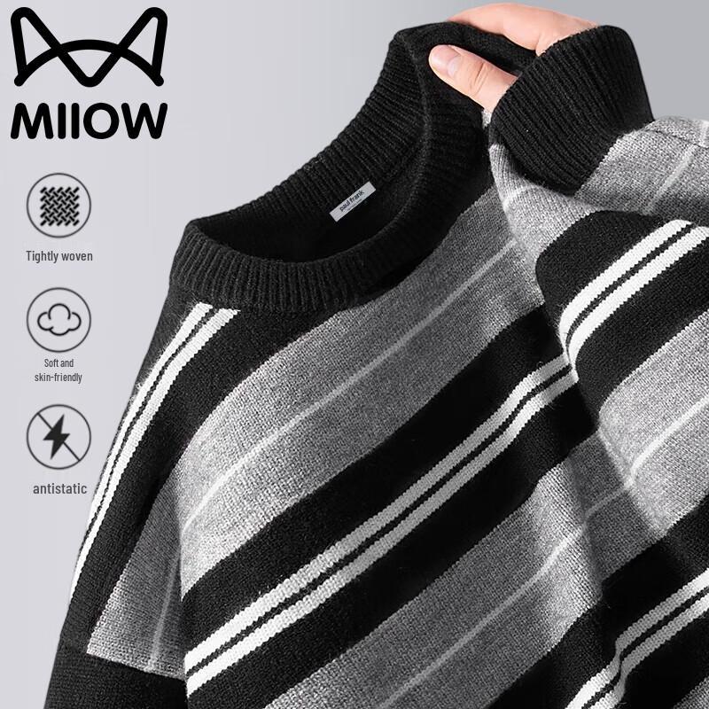 

Mao Ren Men s Striped Crew Neck Sweater L