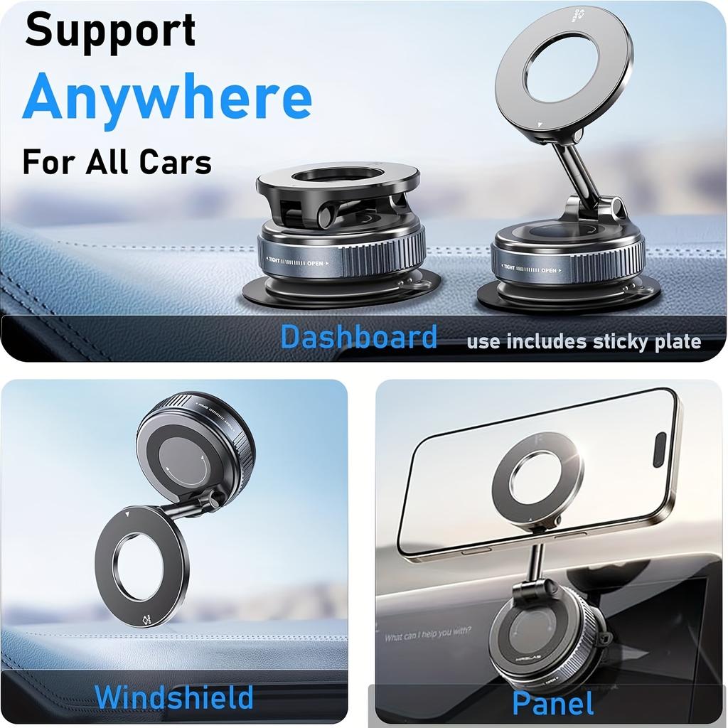 360° Adjustable Magnetic Phone Holder, Suitable for Car Desktop Use, Compatible with iPhone 16/15/14/12 Series, Portable Foldable Car Mount