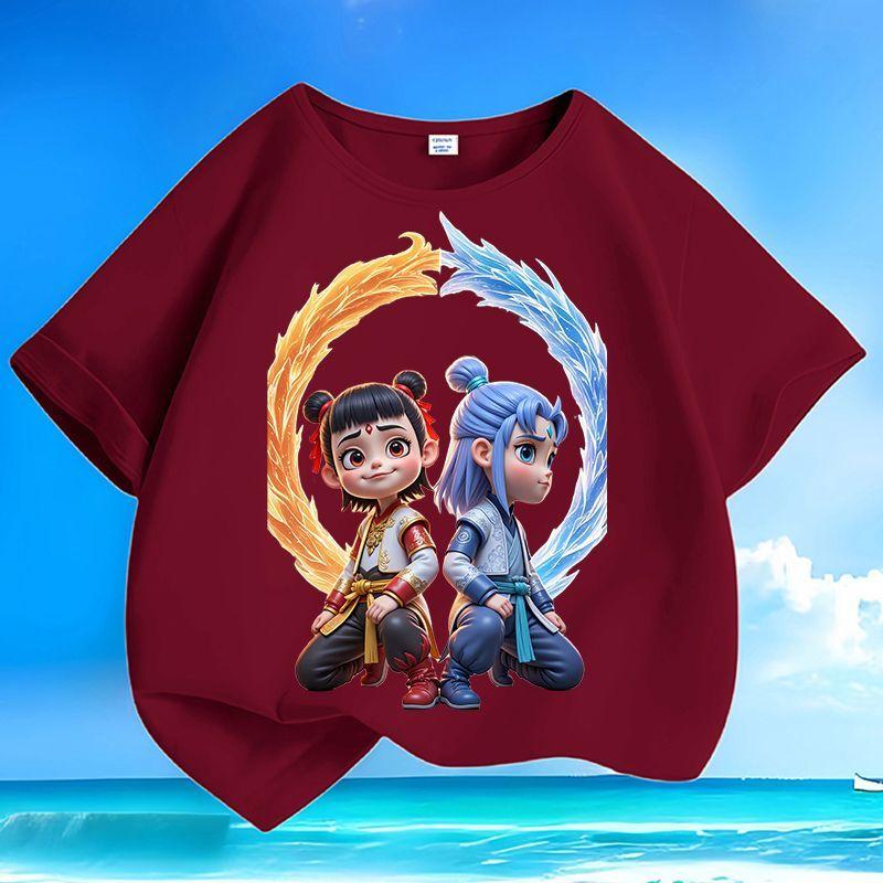 

Детский милый топ Нечжа Ао Бин, Летний свободный топ для мальчиков и девочек 160