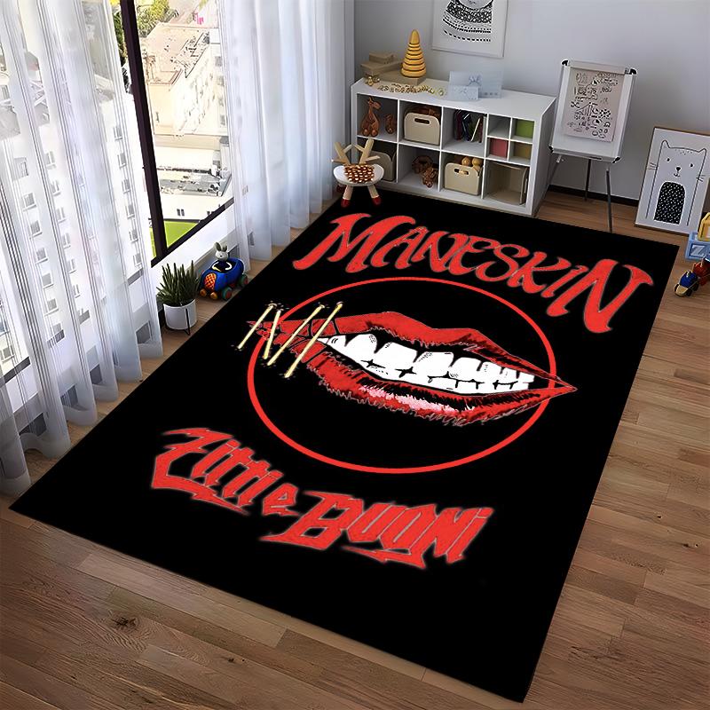 Red Lips with Bold Text Design Non-slip Rug Suitable for Living Room and Bedroom Sofas