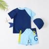 New Cute Shark Toddler Boys' Swimsuit Set with Quick-Dry Shorts, Short Sleeves, Sunscreen, and Swim Cap