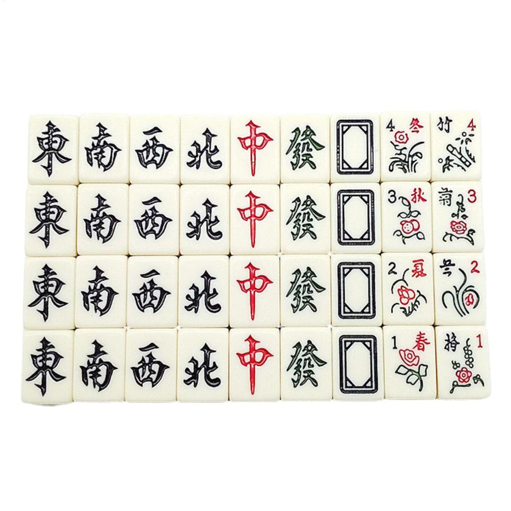 Portable Travel Mahjong Set 144 Sheets Classic Tiles Games Chinese Mahjong Game Set for Travel Party Boys and Girls Adults Kids