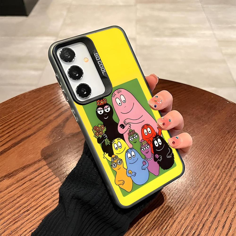 Cute Barbapapa Cartoon Phone Case For Samsung Galaxy S25 S24 S23 S22 S21 S20 Note20 Ultra Plus Fe Colored Silver Cover