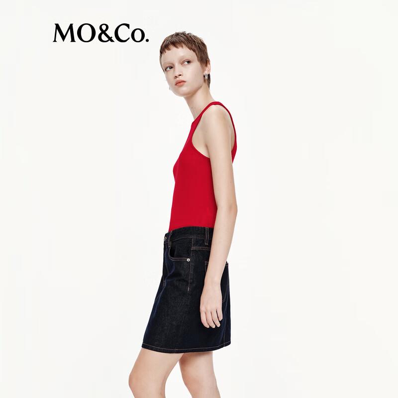 MO&Co. Linen Cotton Knit Racerback Tank Top