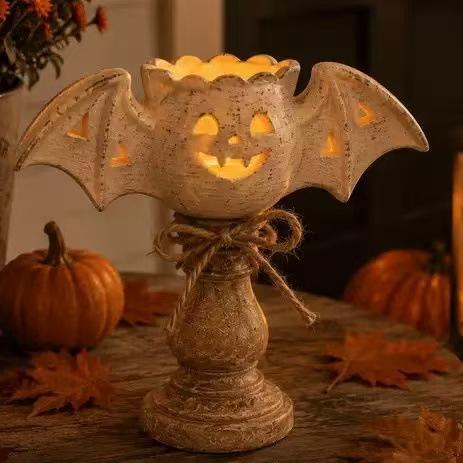 Cross-border new products Halloween pumpkin candlestick resin handicraft resin ornament Halloween atmosphere ornament