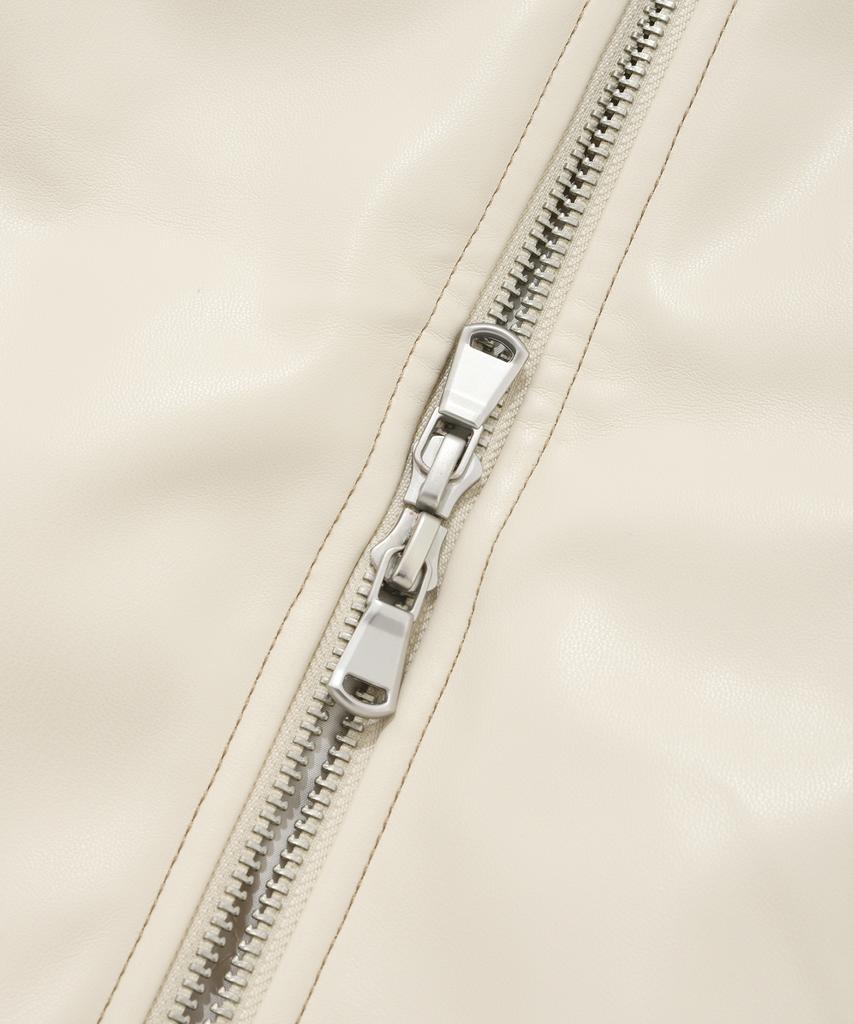 Fallett Topstitch Vegan Leather Padded Blouson Ivory