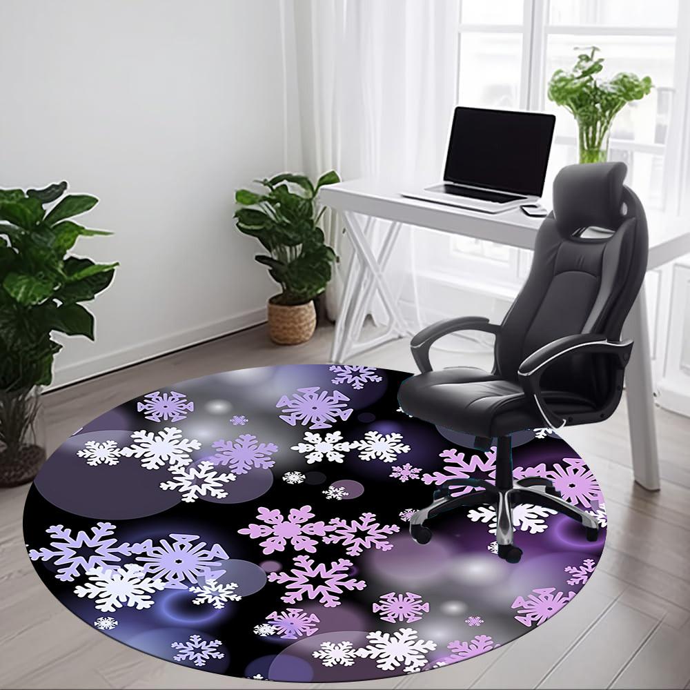 1pc Winter Snowflakes Office Round Rug, Non-slip, Soft and Durable Office Rug for Interior Decoration, Perfect for Office, Beautiful Decoration yy2603