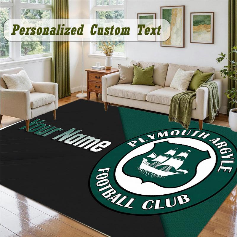 Crystal Velvet Square Rug Custom NamePlymouth Argyle FC Pattern Non Slip Home Floor Decor Rug