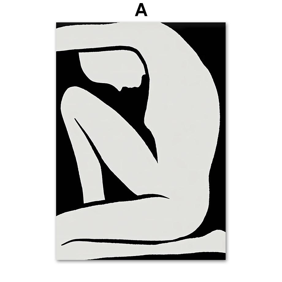 Abstract Bohemian Line Woman Leaf Vase Flower Mid Century Posters Canvas Painting Wall Art Print Picture Living Room Home Decor